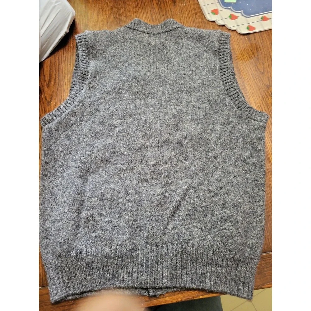 Vintage 70s 80s The Moors Lord Jeff Gray Shetland Wool Cardigan Sweater Vest...